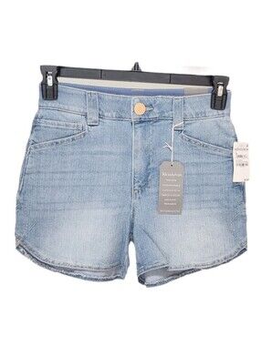 Wit & Wisdom 4" Dolphin Hem Denim Shorts Skyrise Ab Solution Light Blue 4